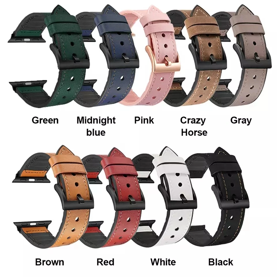 Wholesale/Supplier Designer Genuine Luxury Leather Strap for Apple iWatch Series 6 7 Se Leather with TPU Band Handmade Vintage Leather Band for Apple Watch 38mm42mm