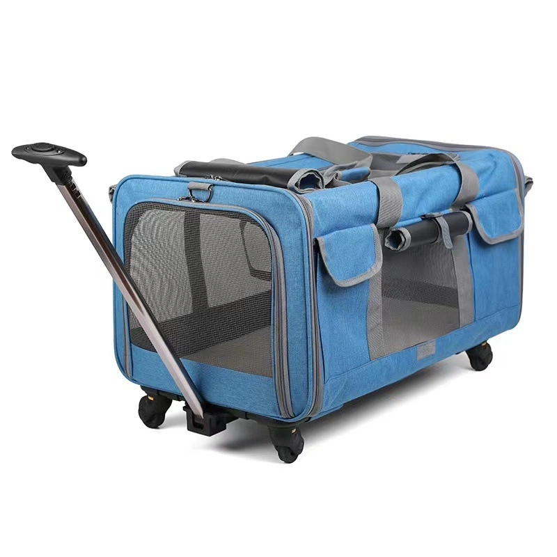 Transportador de mascotas rodantes con ruedas, transportador de aerolínea plegable aprobado para perros y gatos