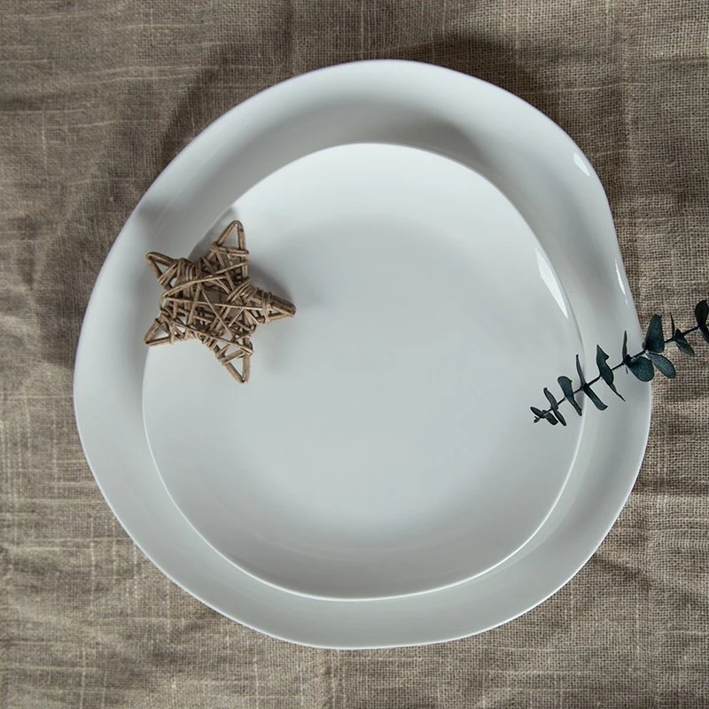 Hot Selling Irregular Bone China Dinner Plate and Salad Plate