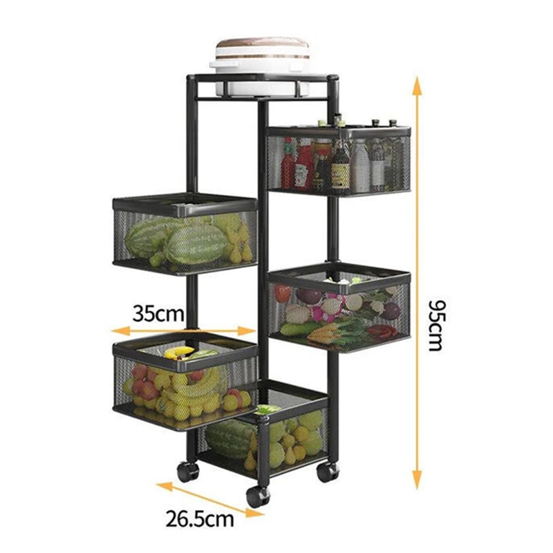 Carrito de cocina de 5 niveles multifuncional con estantes para verduras y frutas, estante de verduras, almacenamiento de cocina