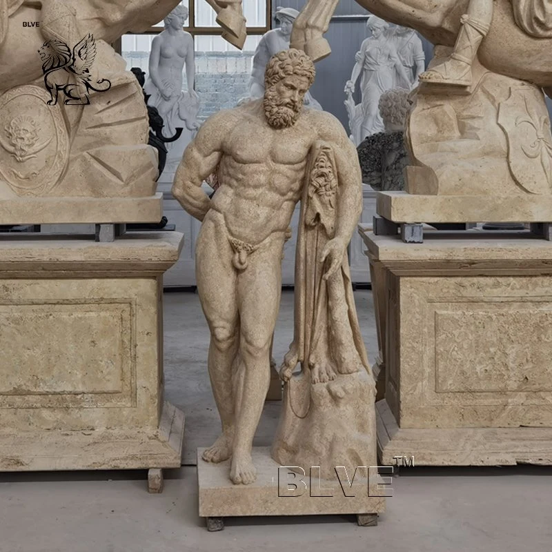 Hand Carved Natural Stone Antique Marble Roman Soldier Statues Riding Horse Warrior Sculpture Factory