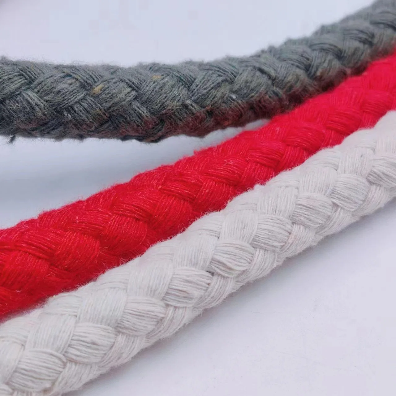 15mm Corde tissée en jute de coton à 8 brins colorée pour tapisserie DIY