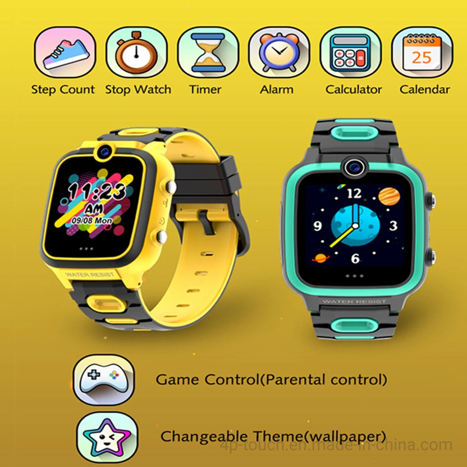 Wholesale/Supplier Splash Waterproof Colorful Touch Screen MP3 Camera Children Kids Game Smart Watch with dual camera for Students D23