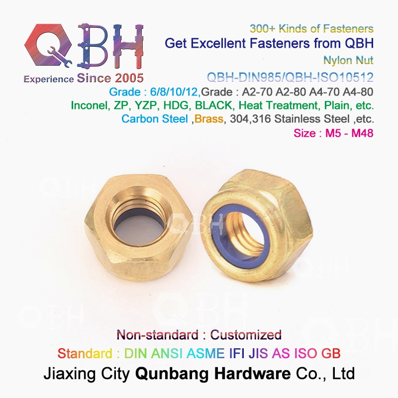 Qbh Customized DIN 985 DIN 982 Copper Brass Carbon Steel Stainless Steel PA66 Nylon Locked Lock Locking Nut Automotive Automobile Car Auto Spare Accessories