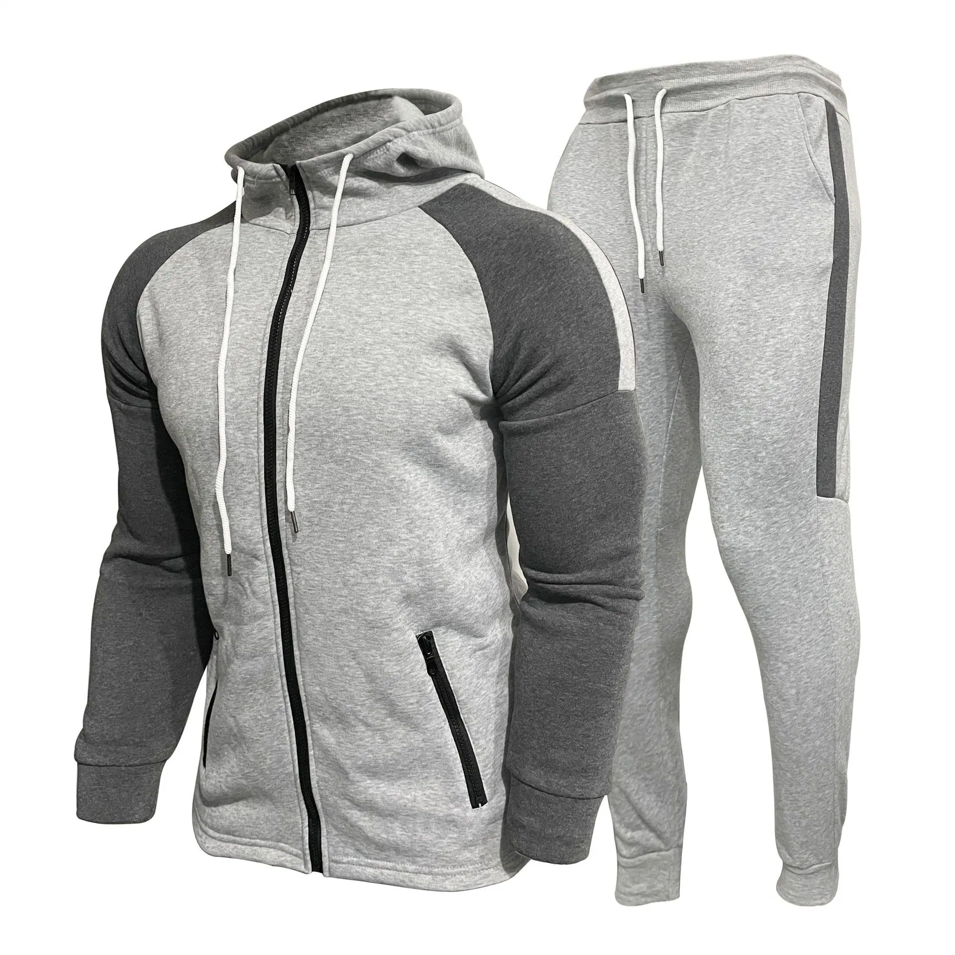 Conjunto de calças de fato de treino Zipper Jackets Sweater Custom logo para homem ′ S. Fato de jogging casual Sportswear