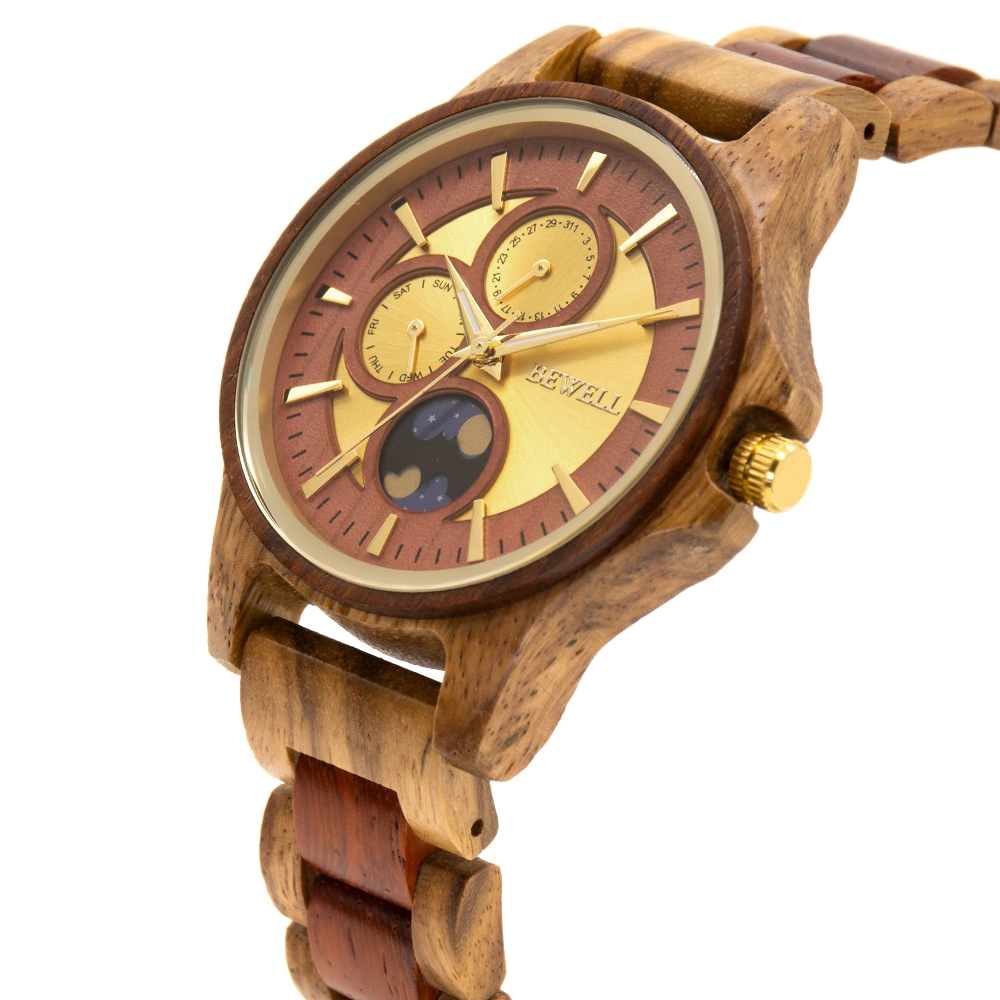 Bewell Gift Stylish Original Wood Made 3 Colors Men Wrist Wood Watch