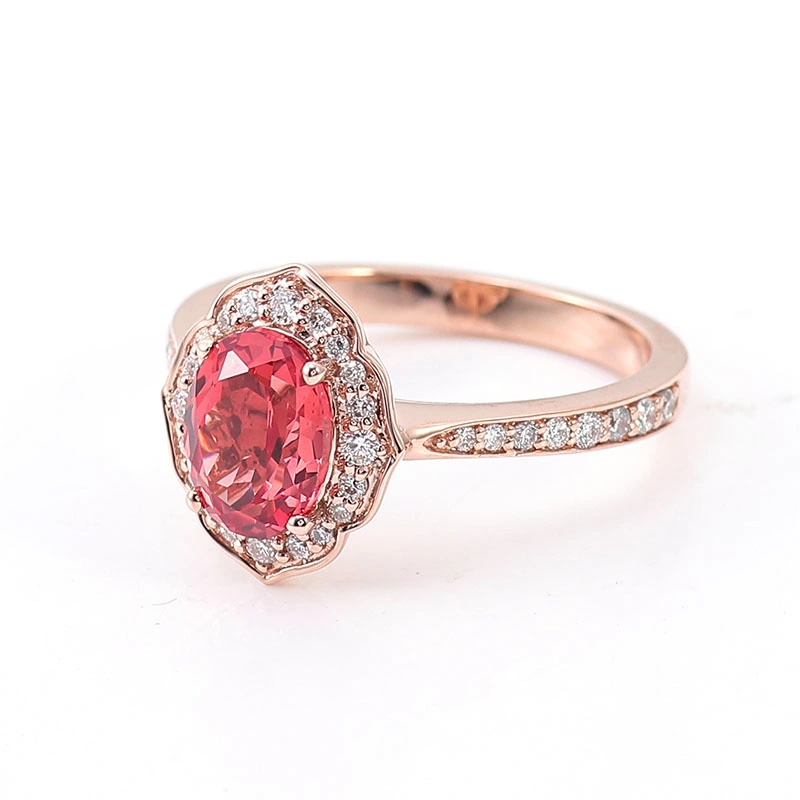 Lab crecido piedra Anillo de color con oro Rosa 14K para la Mujer Boda