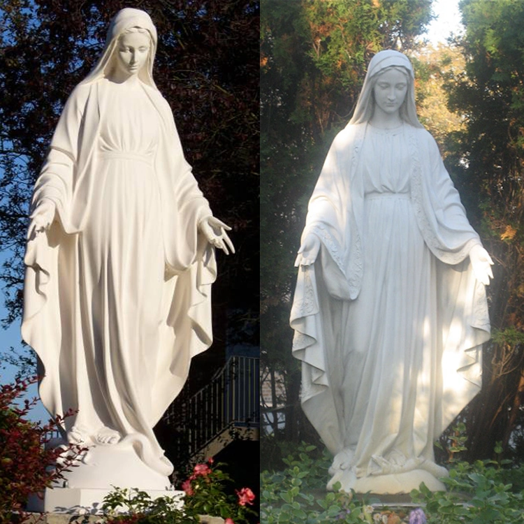 Religious Statue Hand Carved White Marble Large Outdoor Virgin Mary Statues