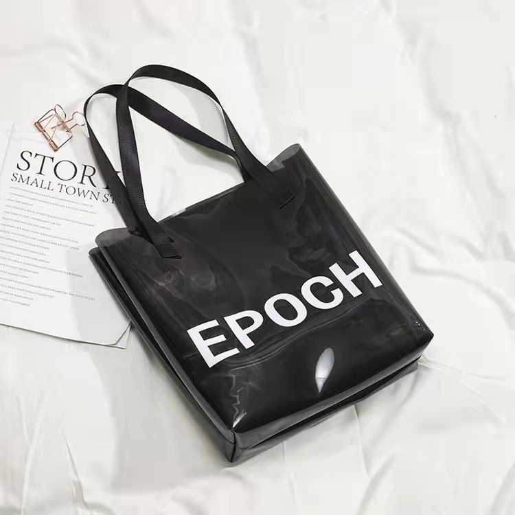 Модный прозрачный ПВХ Shopping Bag водонепроницаемый пластиковый многоразовый ПВХ-пляж Сумка-тоут с прочной ручкой разноцветная женская сумка-тоут