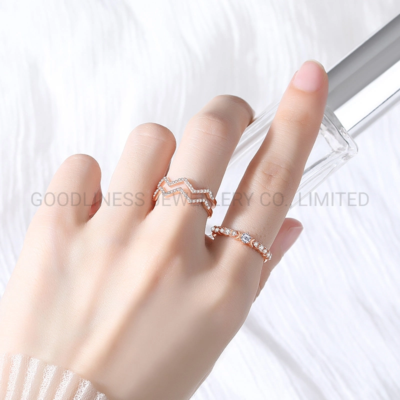 Silver Moon Female Rose Gold Index Finger Micro Open Ring