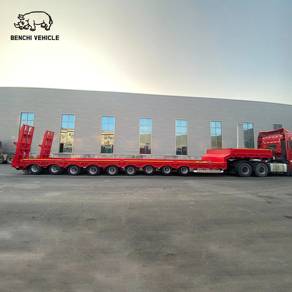 Hohe Strenth 4/6 Anxle 3 Linien Tieft Semi Trailer 60 80 100 Tonnen Tieflader Lkw Semi-Anhänger Lowboy-Anhänger