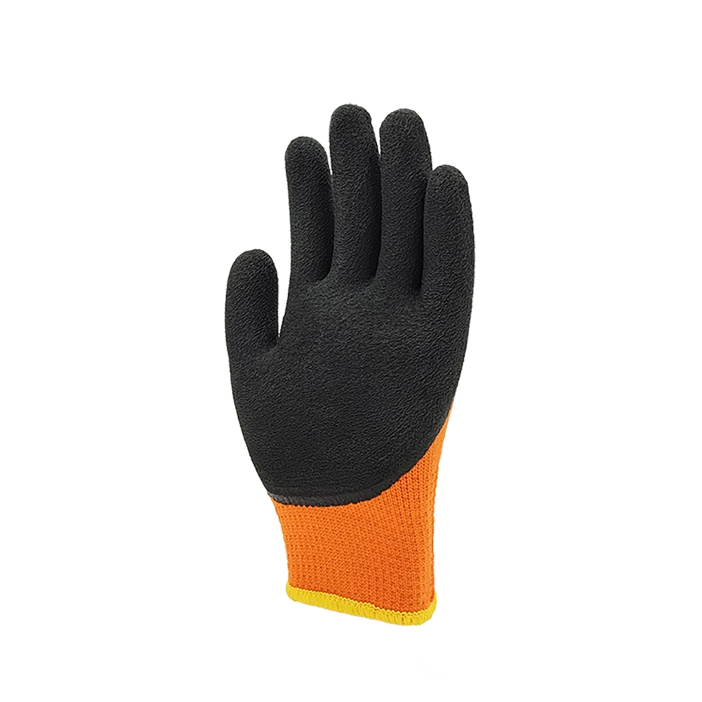 Factoryshop Winter 7G Polyester Loop Thermal Terry Liner Latex Micro Foam Wrinkle Cold Resistant Outdoor Work Safety Gardening Protection Gloves