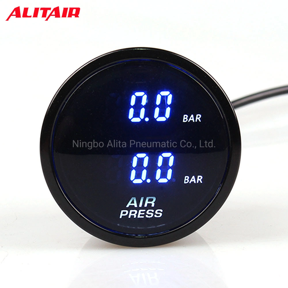 52mm Dual Air Pressure Auto LED Digital Gauge Meter with 2pieces 1/8NPT Electrical Sensors