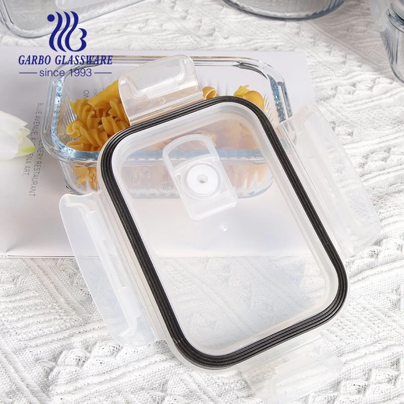 Round Square High Borosilicate Microwave Use 3PCS Glass Bowl Set Ribbed Glass Food Container Lunch Box