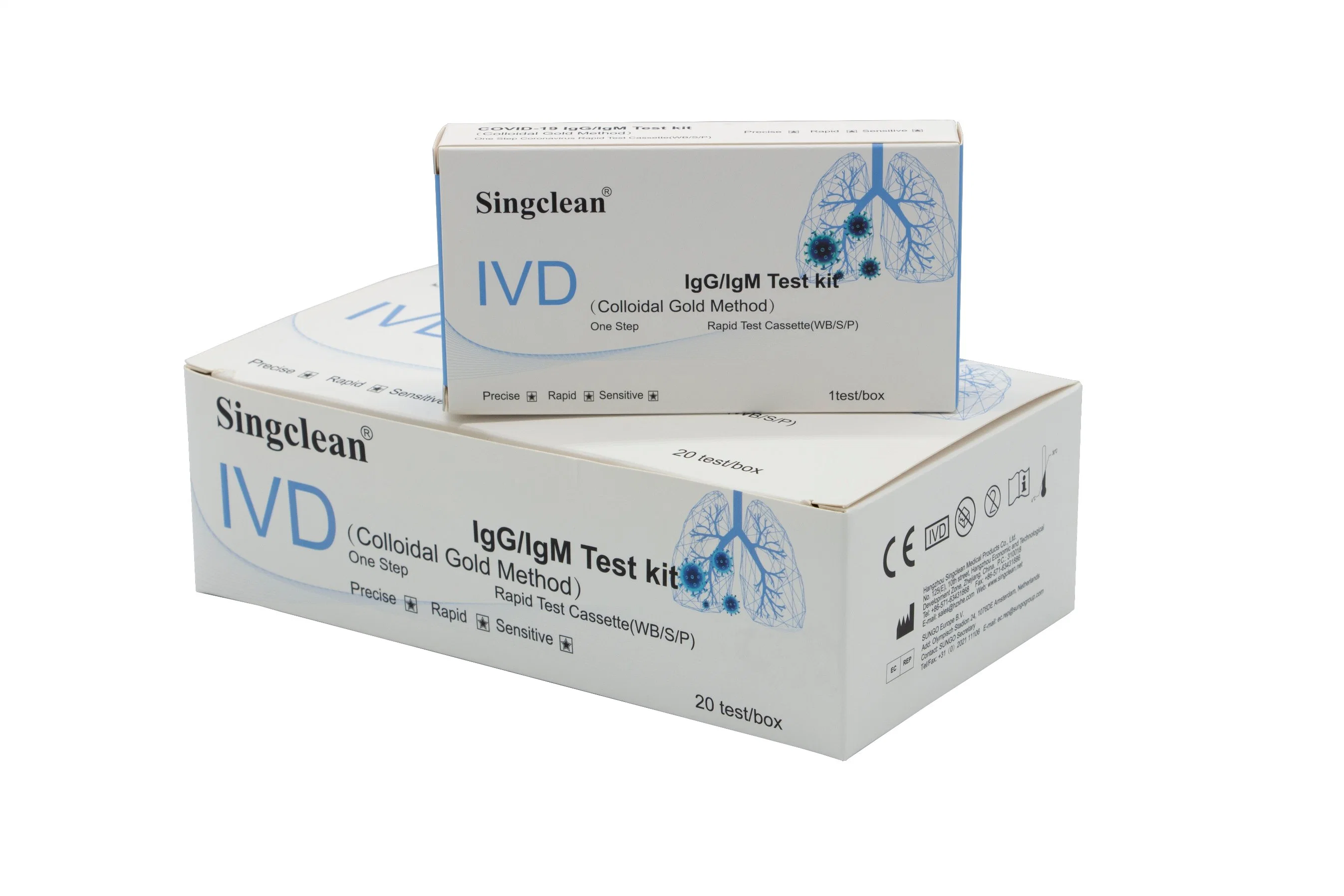 Singcنظيف Rapid IGG/IgM اختبار الجسم المضاد للدم Kit اختبار تشخيصي سريع لاختبار الكتلة