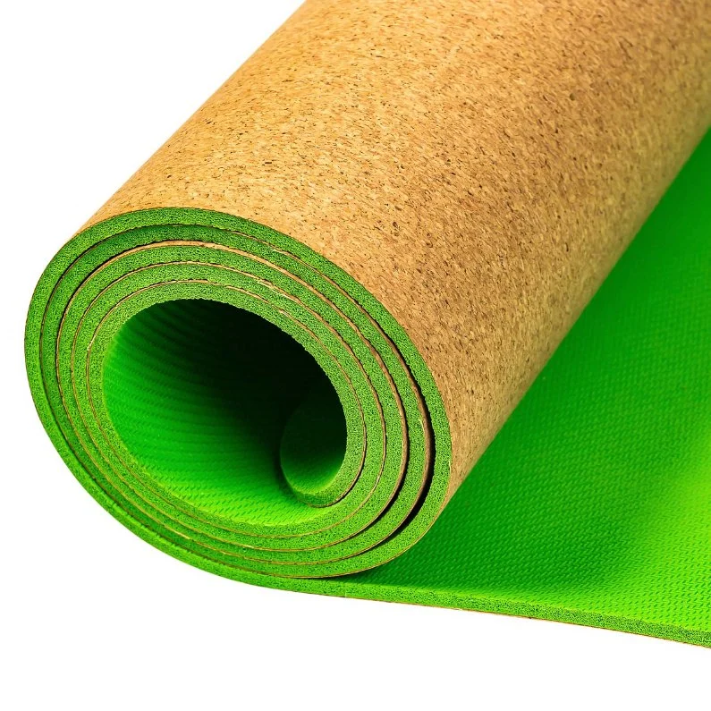 Натуральный резиновый коврик для занятий йогой установить Корк и складные йога коврик для поездок