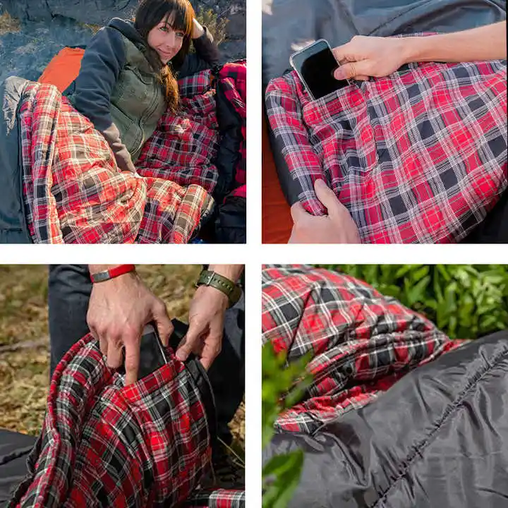 Outdoor Extra-Thick Sleeping Thermal Folding with Storage Camping Sleeping Bag