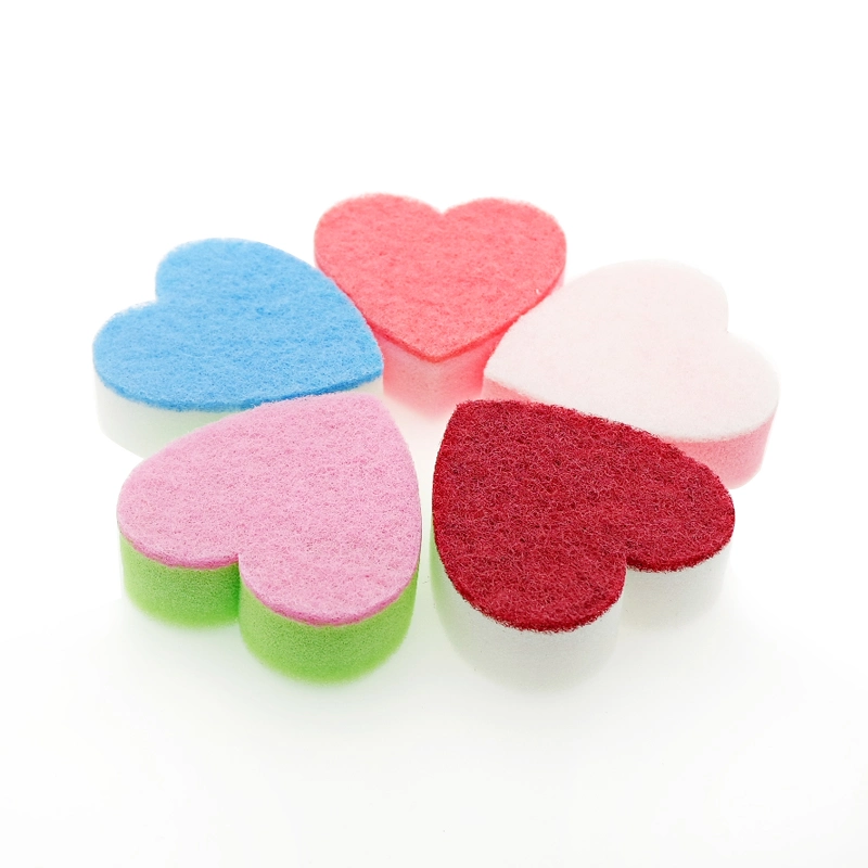 Heart Shaped Non Abrasive Cleaning Sponge Scourer (Pack of 5)