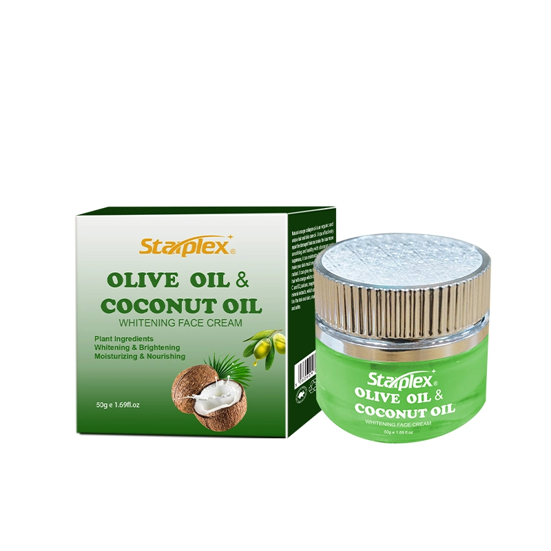 Commerce de gros Soins du Visage Hydratant Crème visage d'olive biologique de l'huile de noix de coco Vegan Crème visage Blanchissant