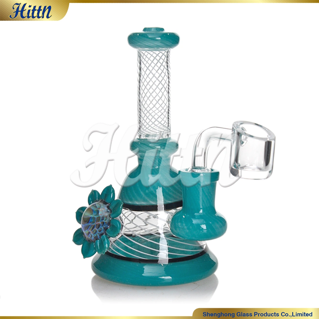 Nuevo Girasol 5,5 pulgadas Verde Mini Beaker fumar pipa 14mm Cuarzo Banger vidrio tubo de agua DAB Rig de vidrio Craft