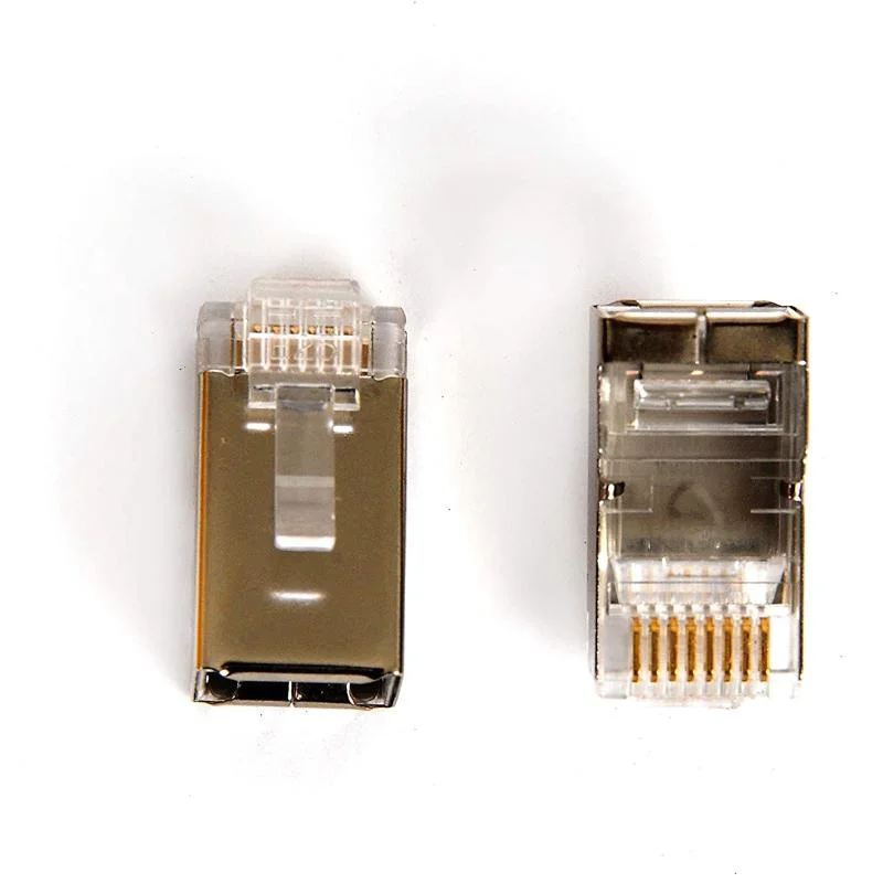 Gold Plated Shield Metal 8pin 8p8c 50 Micron Cat7 Modular Plug Price Network Waterproof UTP Connector Crystal Plug Shielded FTP RJ45 Module Connector