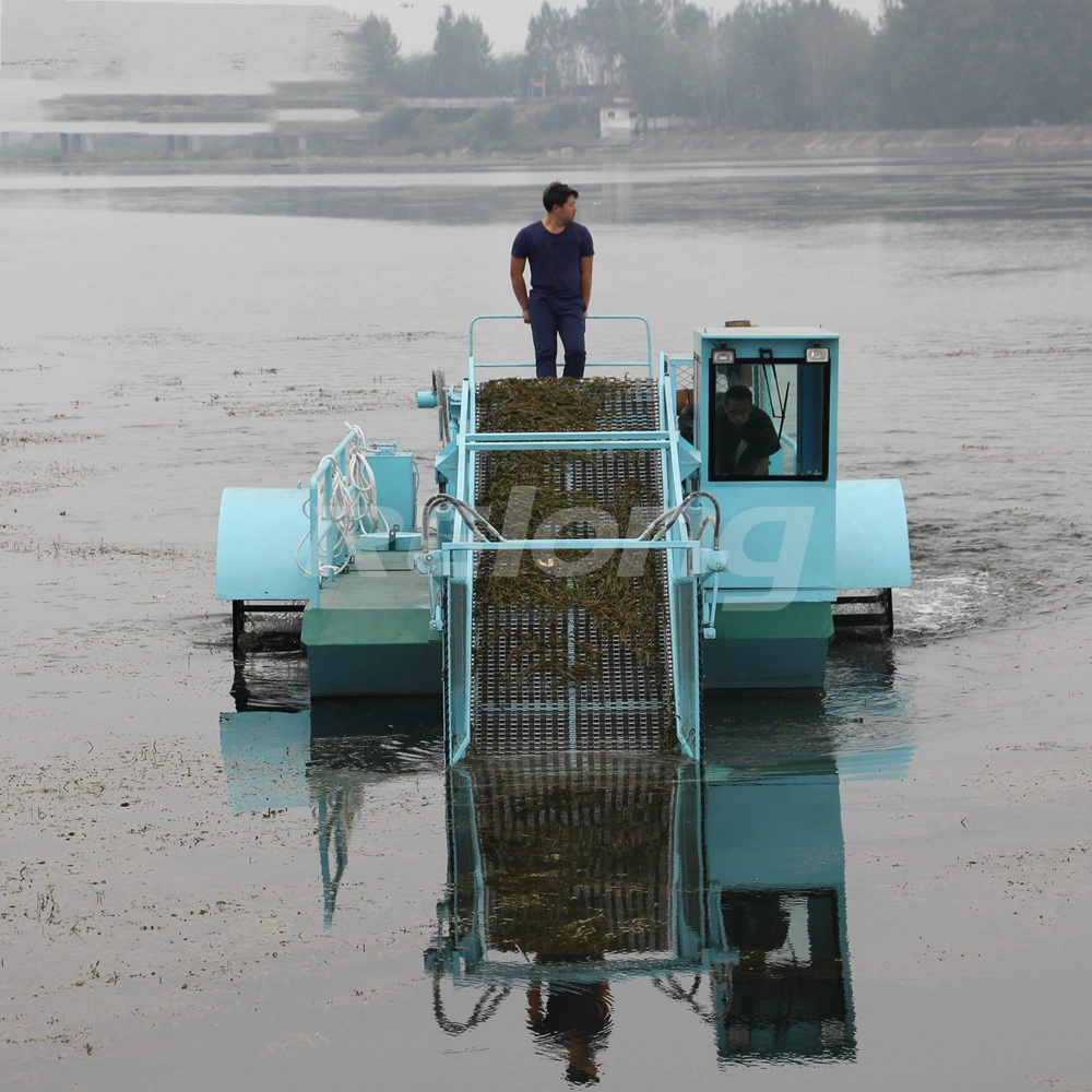 Máquina de recolección de malezas acuáticas para el agua Cortador de juncos de jacinto Rubbish Recolección Limpieza de barcos/recipientes basura Skimmer Remo de barcos/plantas de agua cosechadora