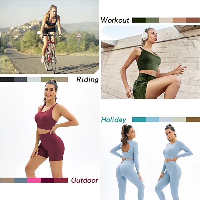 Amazônia Tiktok nova moda elegante 2/3/4 PCS exercício conjunto de roupas para mulheres e sensual Ginásio perfeita em cima + Ioga Shorts + Espólio Perneiras Roupa desportiva