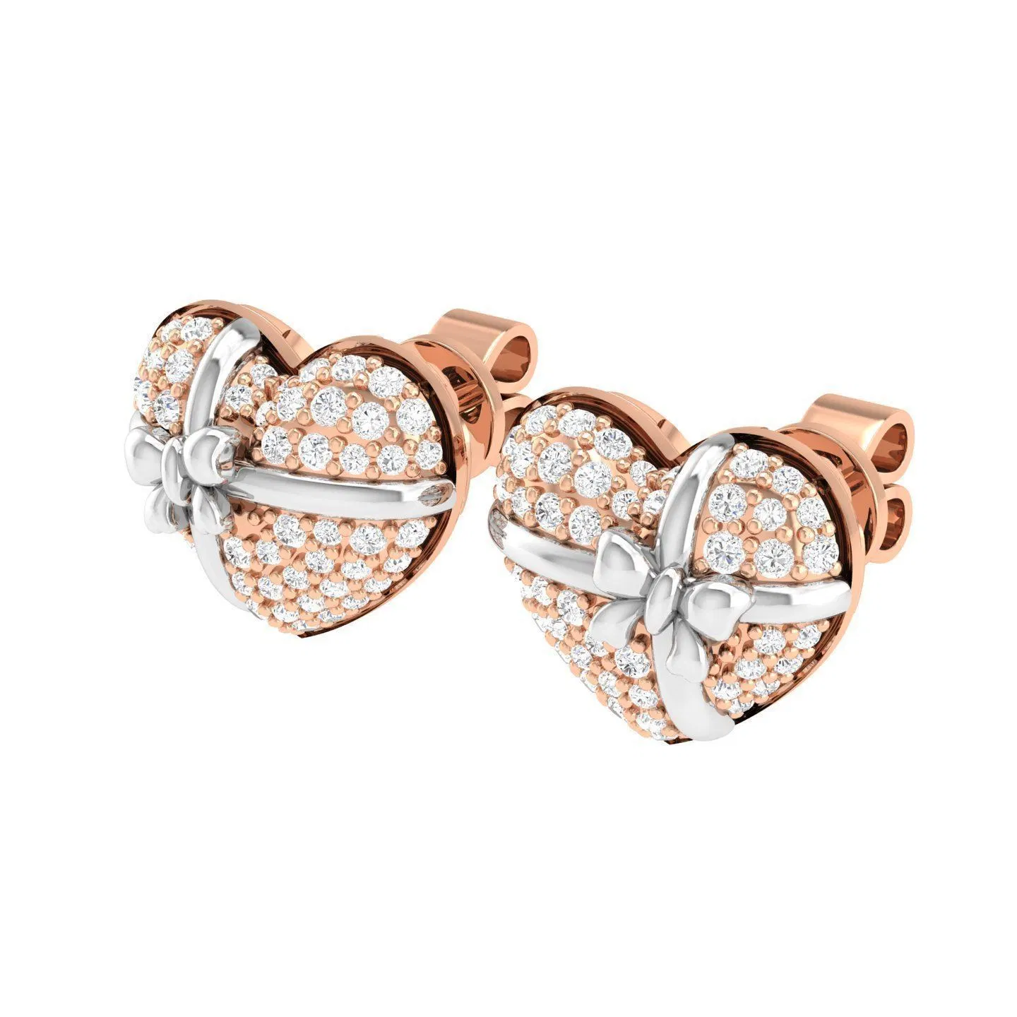 DiamondX 9K Gold Heart Shape Pave CZ Diamond Earrings