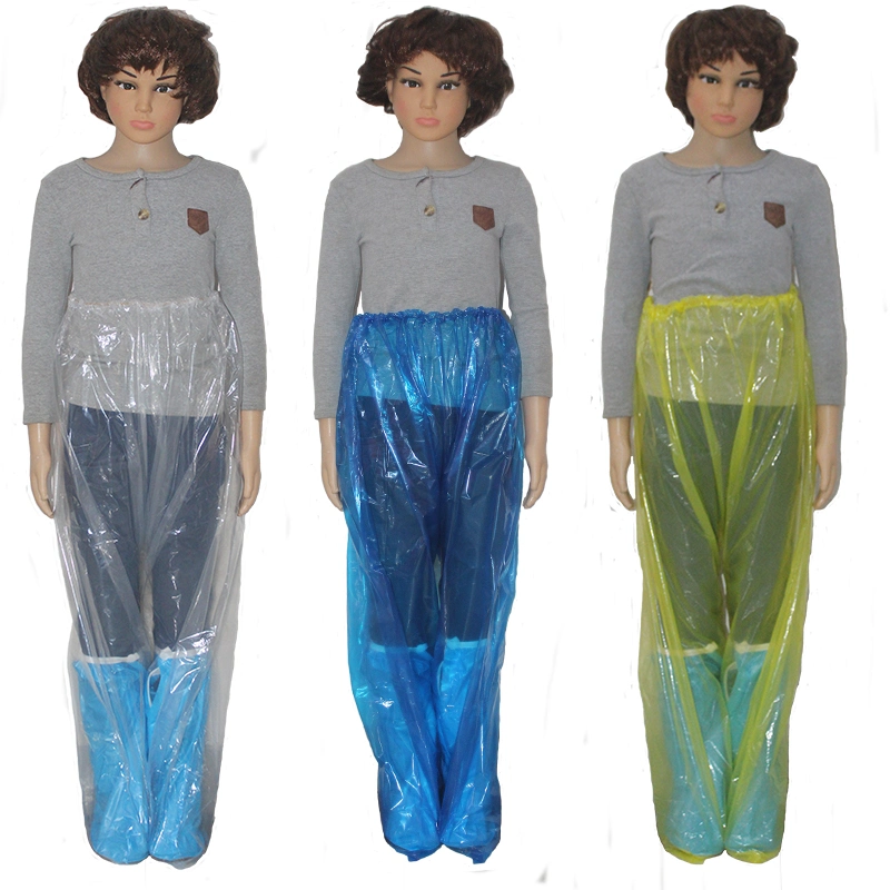 CPE imperméables en plastique jetables avec un pantalon bleu de type 42pouce