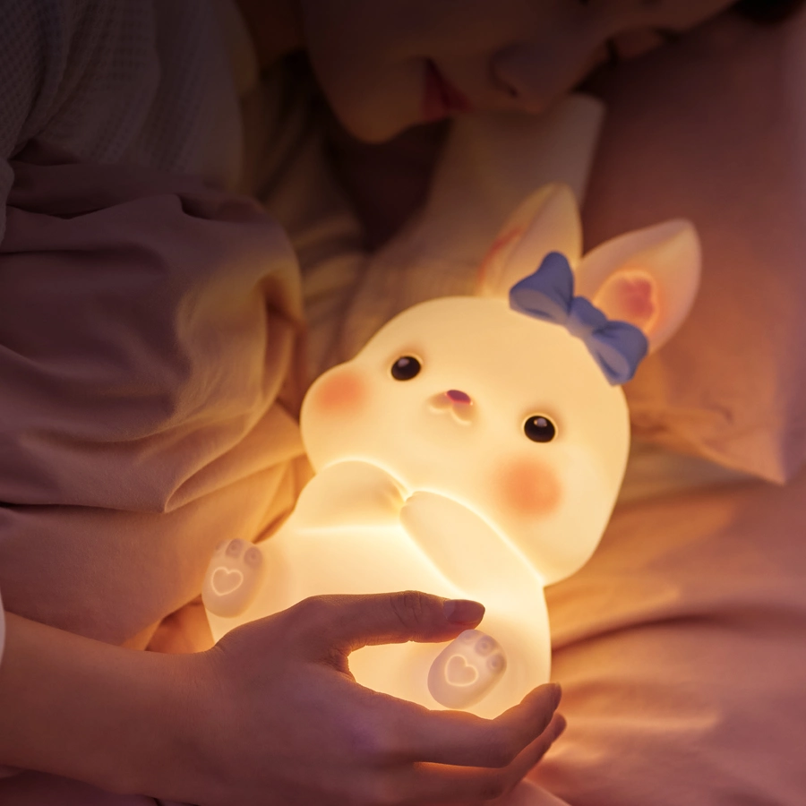 Cute Rabbit Kids Night Light with Multicolor Lamp Light and CE