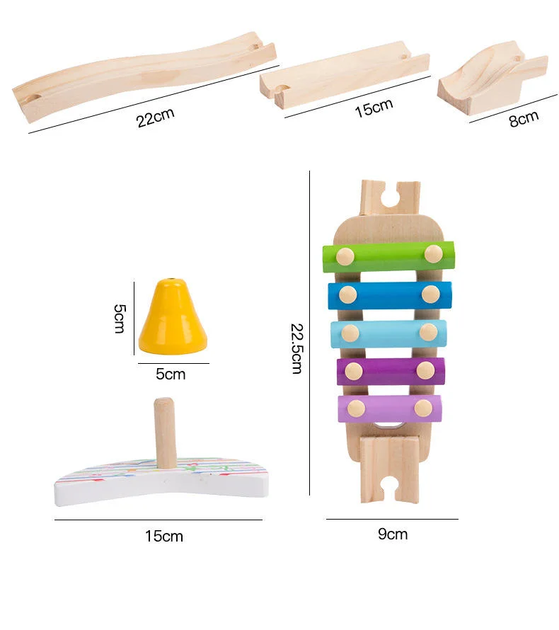 Assemblée Piste de chemin de fer musical en bois Jeu de balle de musique Bloc de construction