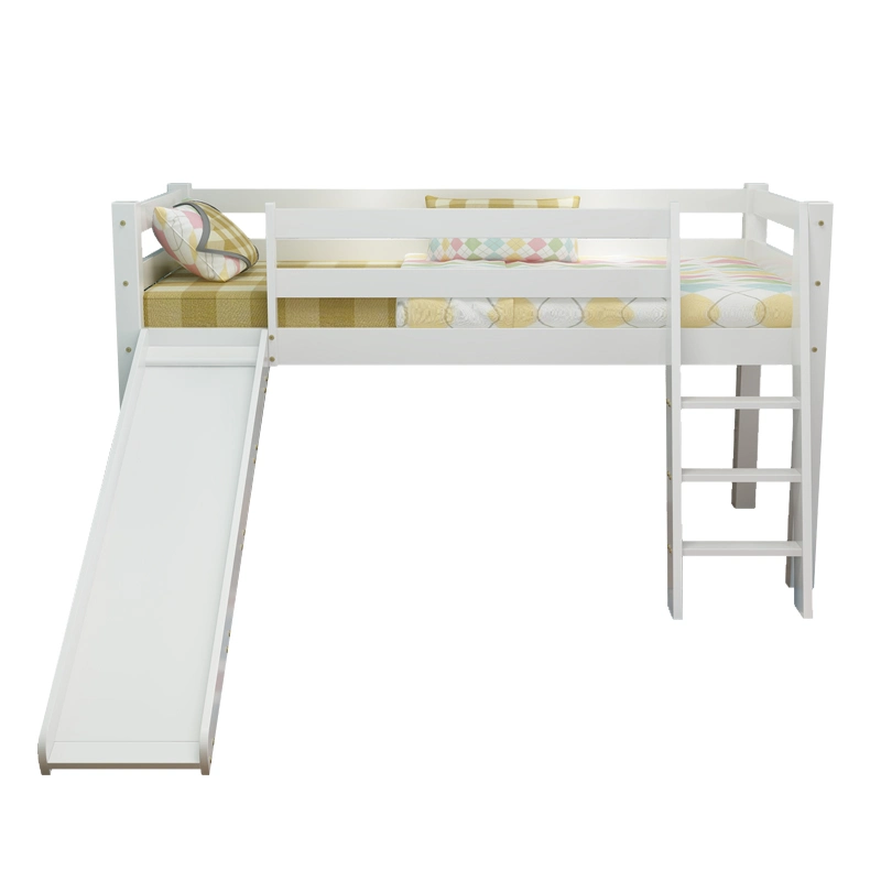 سرير أطفال متوسط النوم من خشب الأطفال وسريران مزدوجان في الطابق العلوي مع شريحة قابلة للتعديل