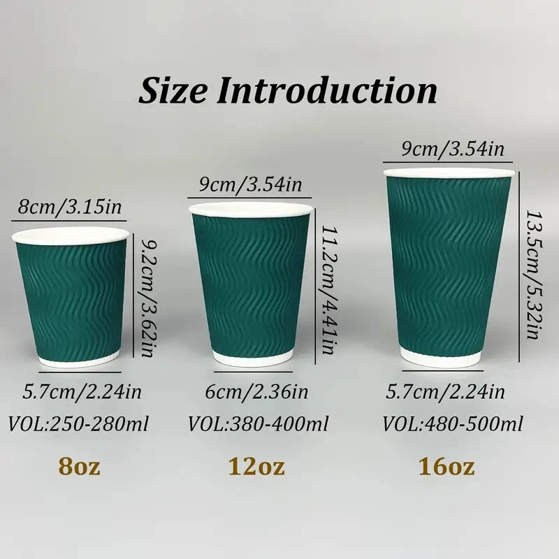 Disposable Paper Cups (16oz) , Multicolor Disposable Coffee Cups, Insulated Corrugated Paper Hot Coffee Cups E-Commerce Exclusive