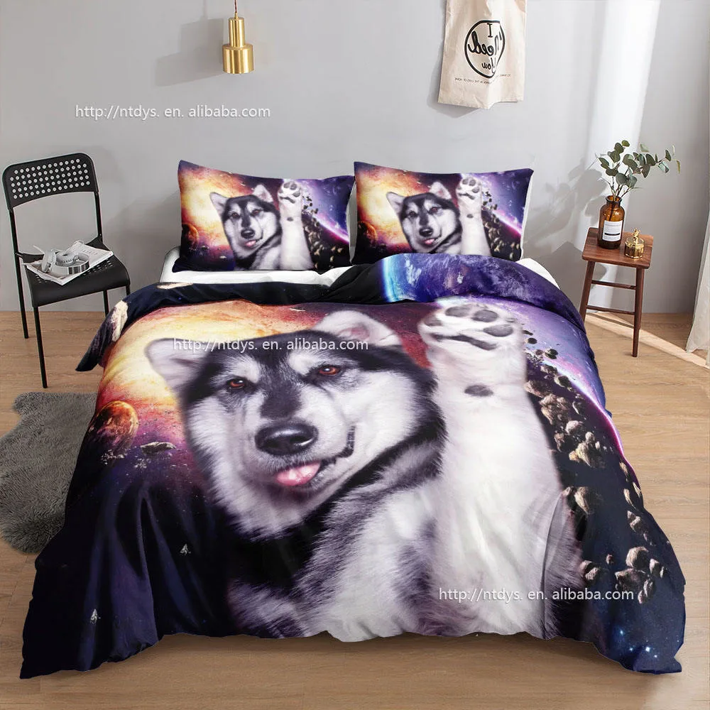 Polyester 3D Foto Hundedruck Tier Liebhaber Bettwäsche Set