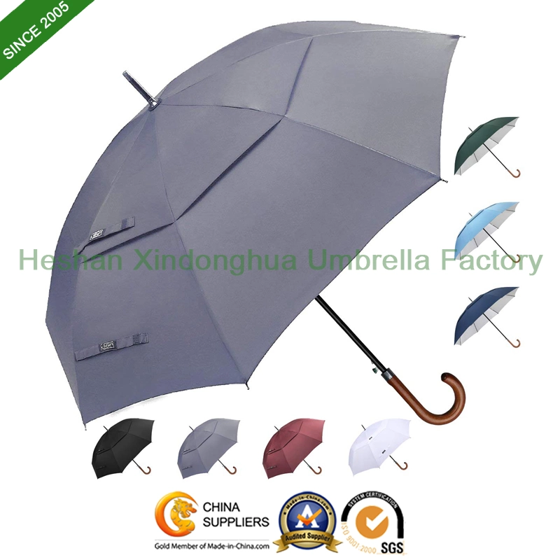 Classical Wooden Crook Handle Gentleman Stick Golf Umbrellas (SU-0027AFWD)