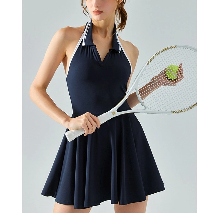 Custom New Style Women's Polo Neck Halter Backless Tennis Skirts Tennis Wear