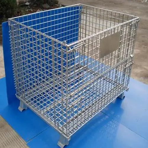 Wire Mesh Container Foldable Collapsible Steel Metal Wire Mesh Storage Cage Pallet Containers