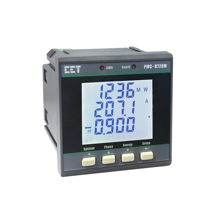 شاشة عرض LCD مقاس DIN ثلاثية الأطوار طراز RS-485 Modbus RTU PMC-D726M DIN72 مقياس طاقة كهربائي رقمي متعدد الوظائف