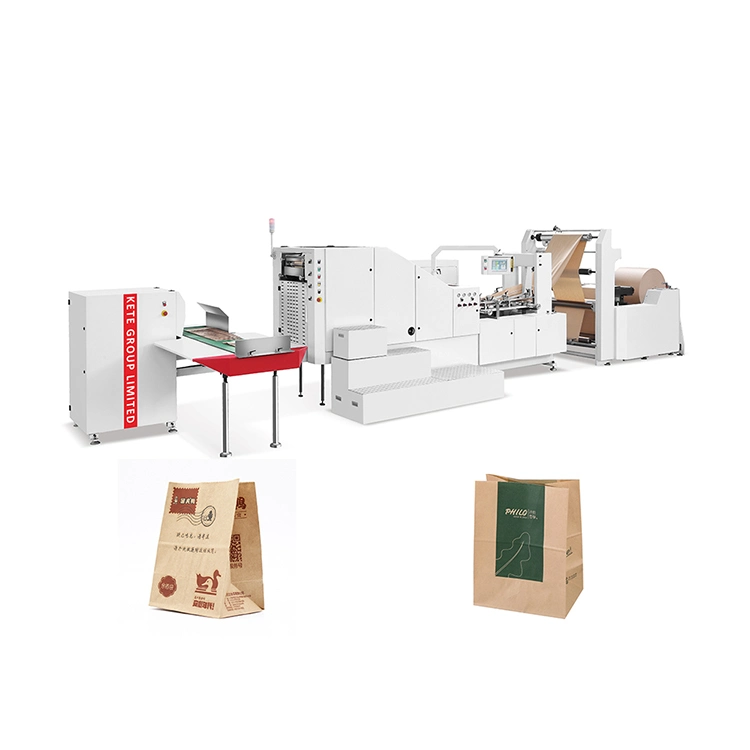 Fondo cuadrado completamente automático ecológico Kraft bolsa de papel hacer Máquina con impresión de 2 colores