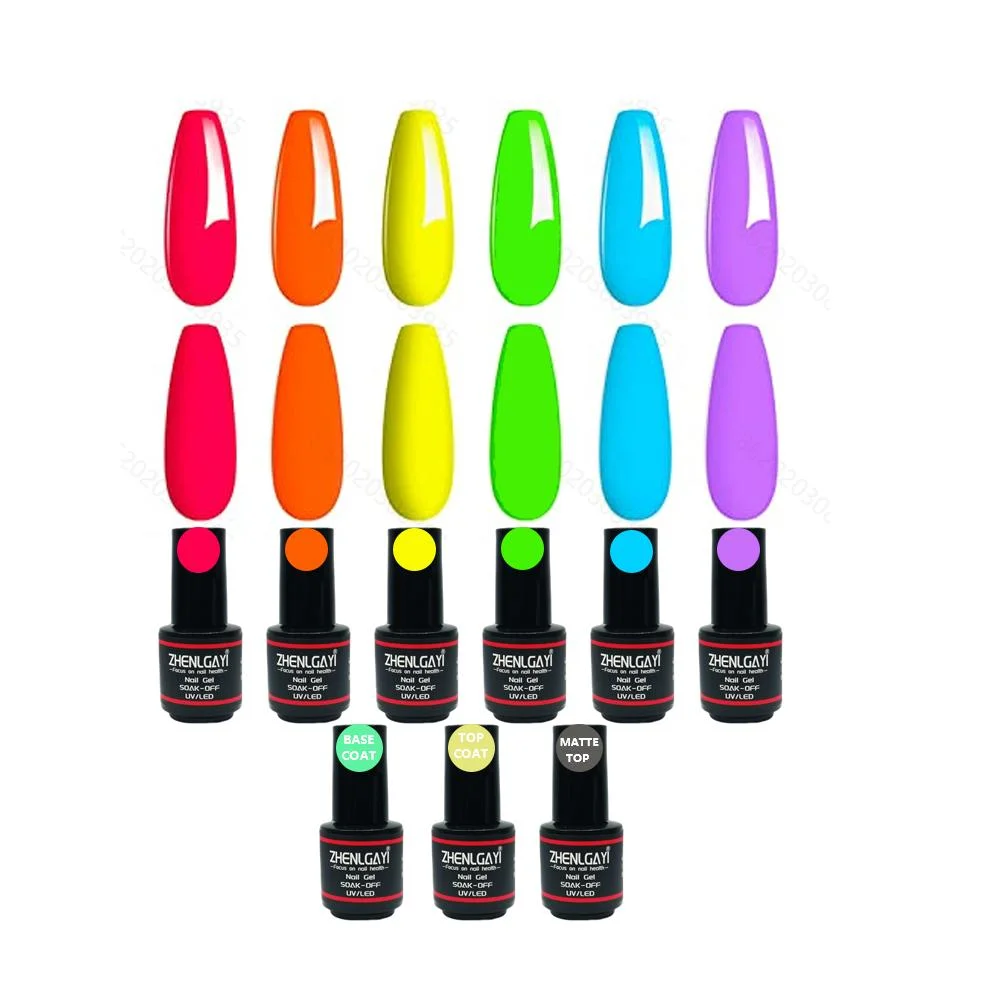 8ml de gel de colores del arco iris UV Gel Polish Kit top coat capa base