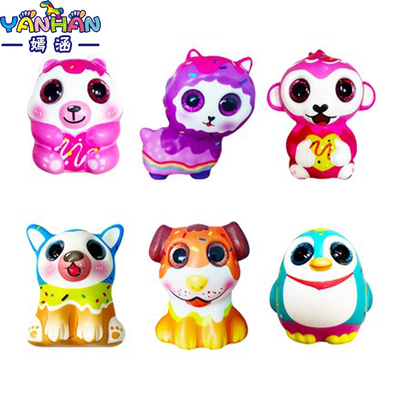 Cartoon PU grandes olhos adorável Pet Cor deslumbrar os brinquedos de descompressão