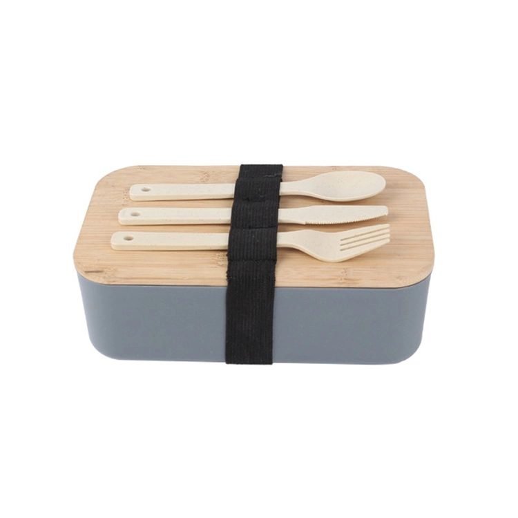 Boîte à Bento en bois étanche et chaude, portable, couvercle en bambou, fibre Panier repas en plastique avec couverts pour adultes