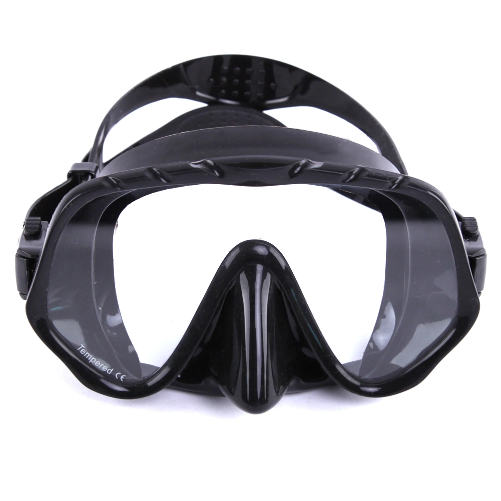 Frameless Single Lens Scuba Diving Mask in Black Silicone