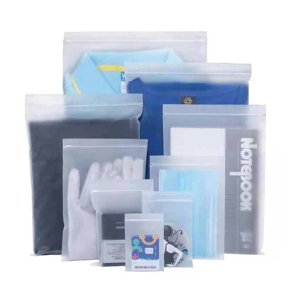 Переупаковable Zip Lock Zipper Bag Apparel Packaging Plastic Frosted Slider Полиэтиленовые сумки для одежды