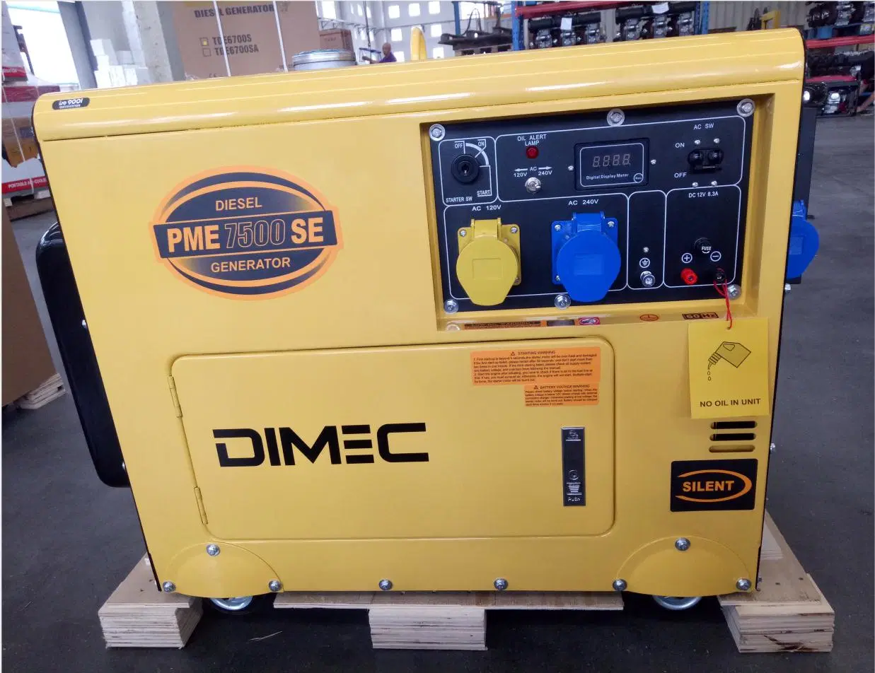 Pme7500se 5.5kw مولد ديزل عازل للصوت ومبرد بالهواء