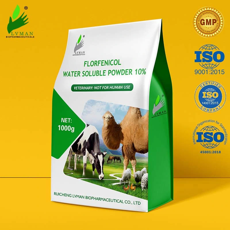 Pharmaceutical Medicine Florfenicol Water Soluble Powder 10% for Chicken Poultry Medicine for Cattle, Sheep Goat