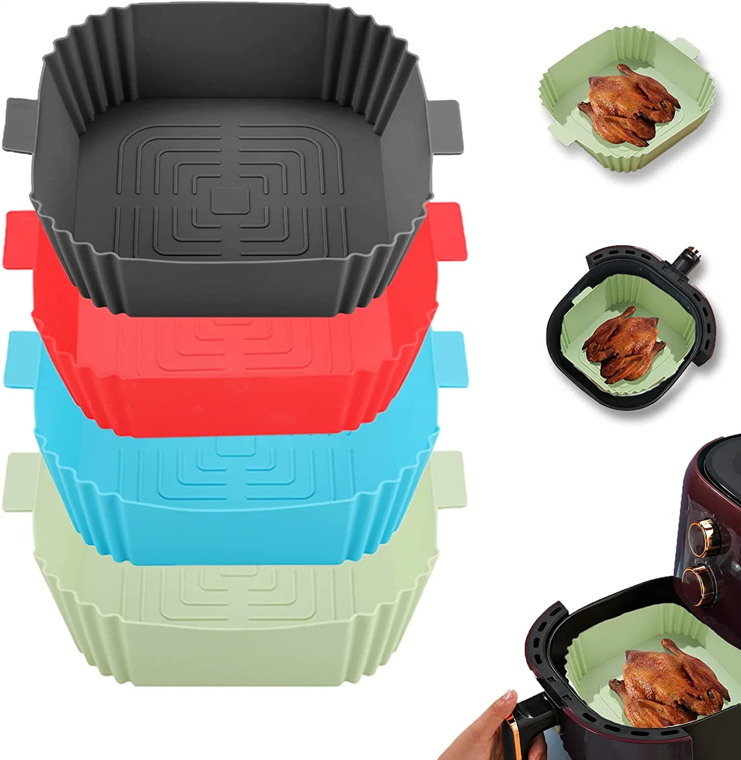 Square 8.5inch Silicone Airfryer Liner Pot Oven Baking Tray