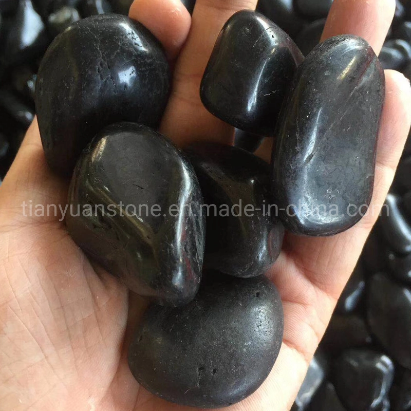 High Glossy Polished Black Pebble for Home Decoration, Garden Floor, Landscape