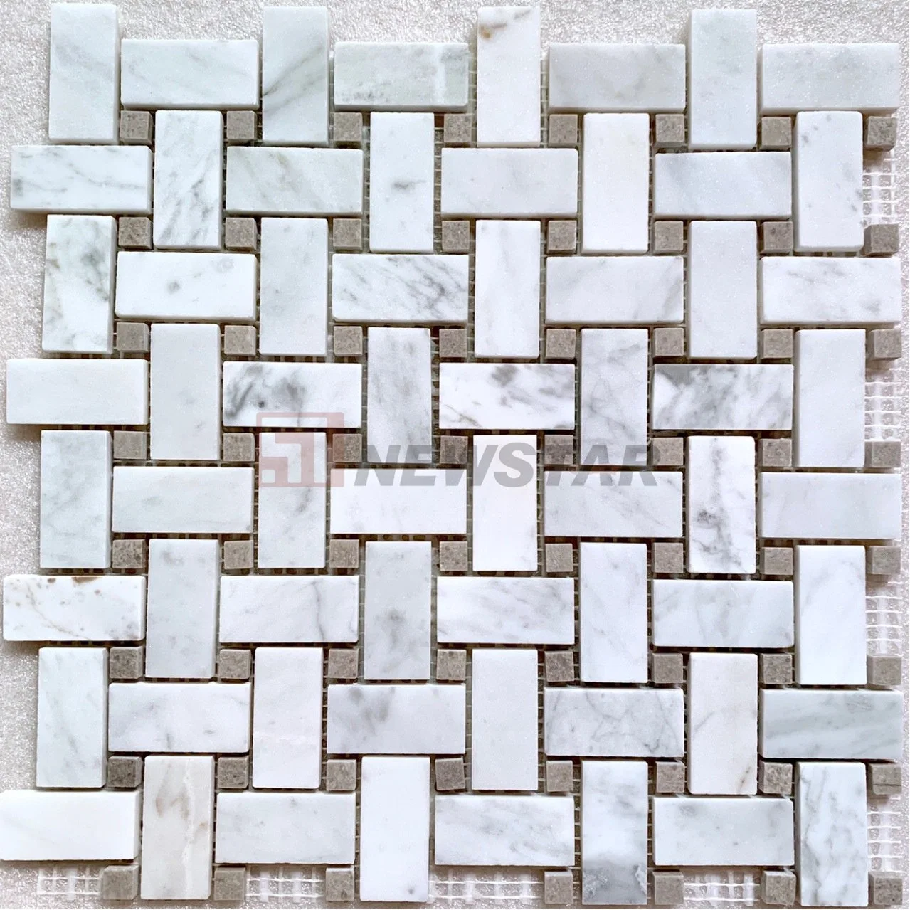 Wholesale/Supplier Natural Woven Texture Marble Mosaic European Style Bathroom Floor Tiles Retro Black and White Bathroom Mosaic Tiles