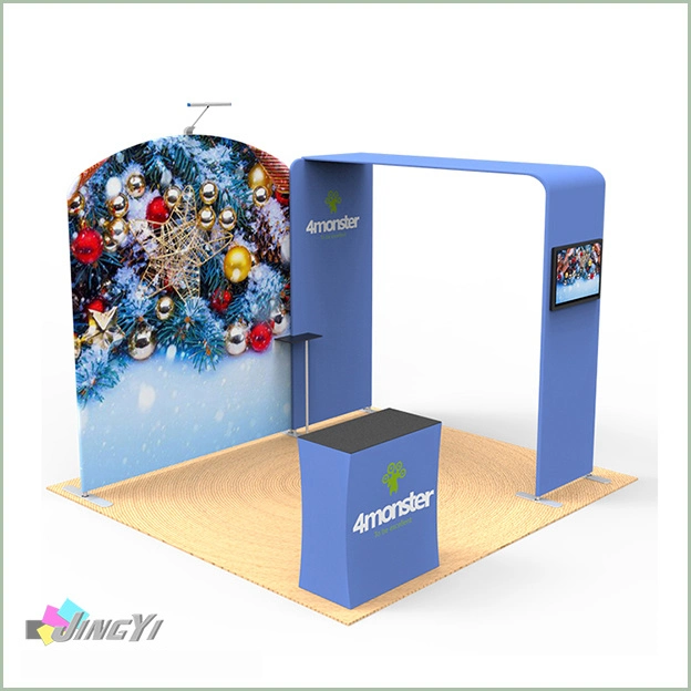 Custom Printing Tradeshow Combination Tension Fabric-POP-up 10FT Exhibition Booth Stand, EZ Tube Aluminum Backdrop Walls, Easy assemble 20FT Fast Display Banner